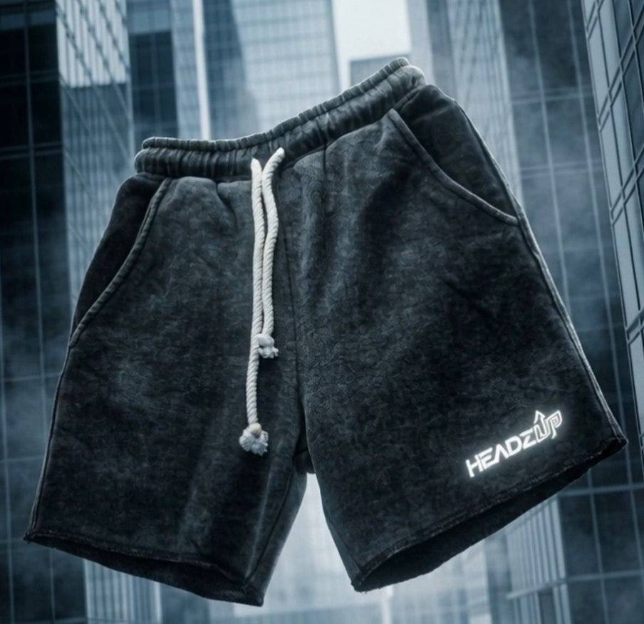 HEADZUP Black Acid Shorts